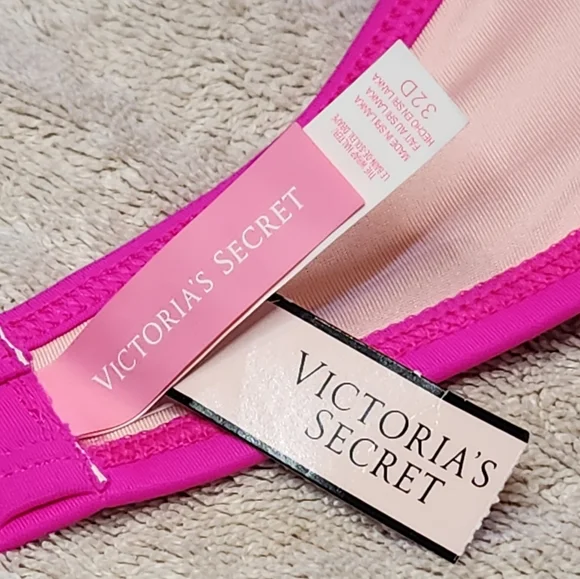 Victoria's Secret NWT women's bikini top 32D Neon Pink/Black BRAND NEW!! - Picture 3 of 5